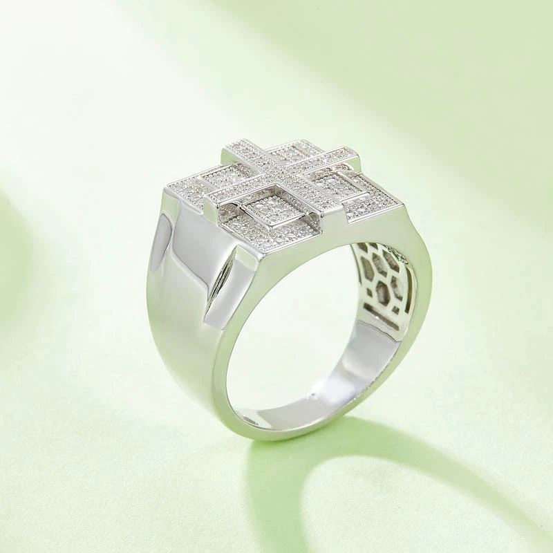 Hiphop Cross Man Moissanite Diamond Ring high quality